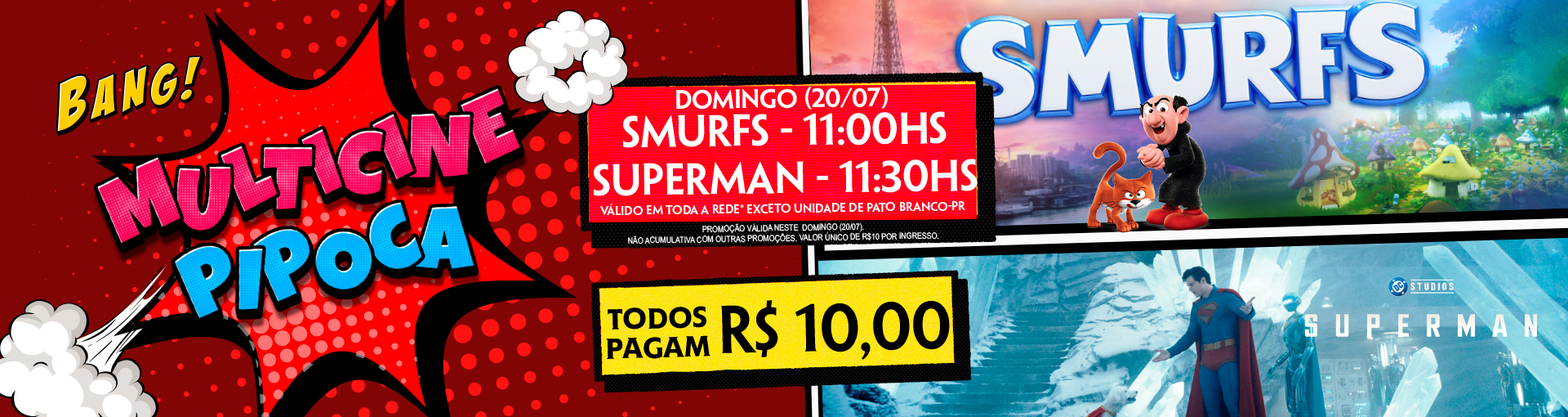 Banner Multicine Pipoca do Domingo (20/07)